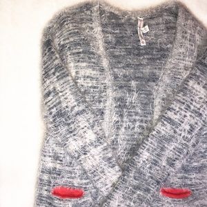 Aeropostle | Fuzzy Blue Knit Cardigan Sweater